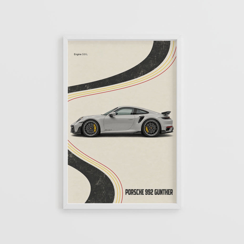 Vintage Porsche 992 Car Print, Retro Wall Art