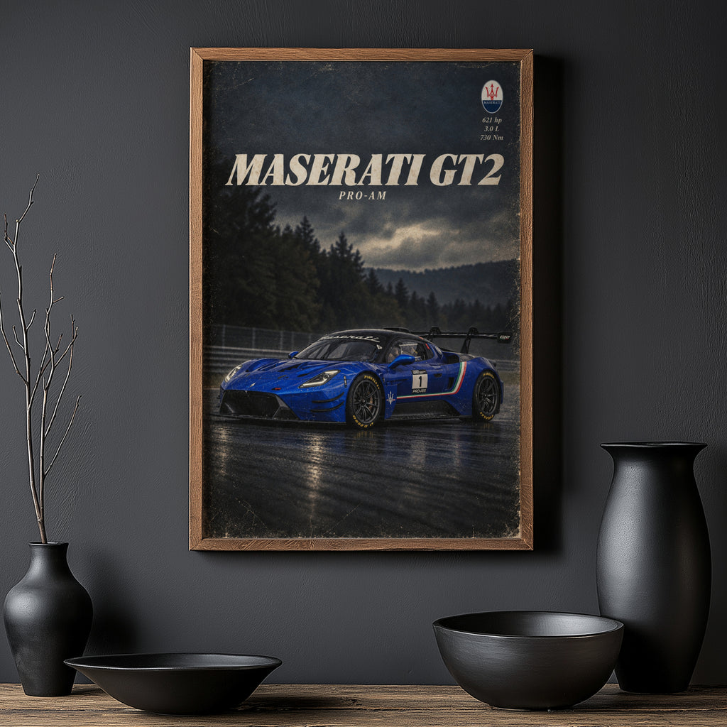 Vintage Maserati GT2 Print, Race Car Wall Art