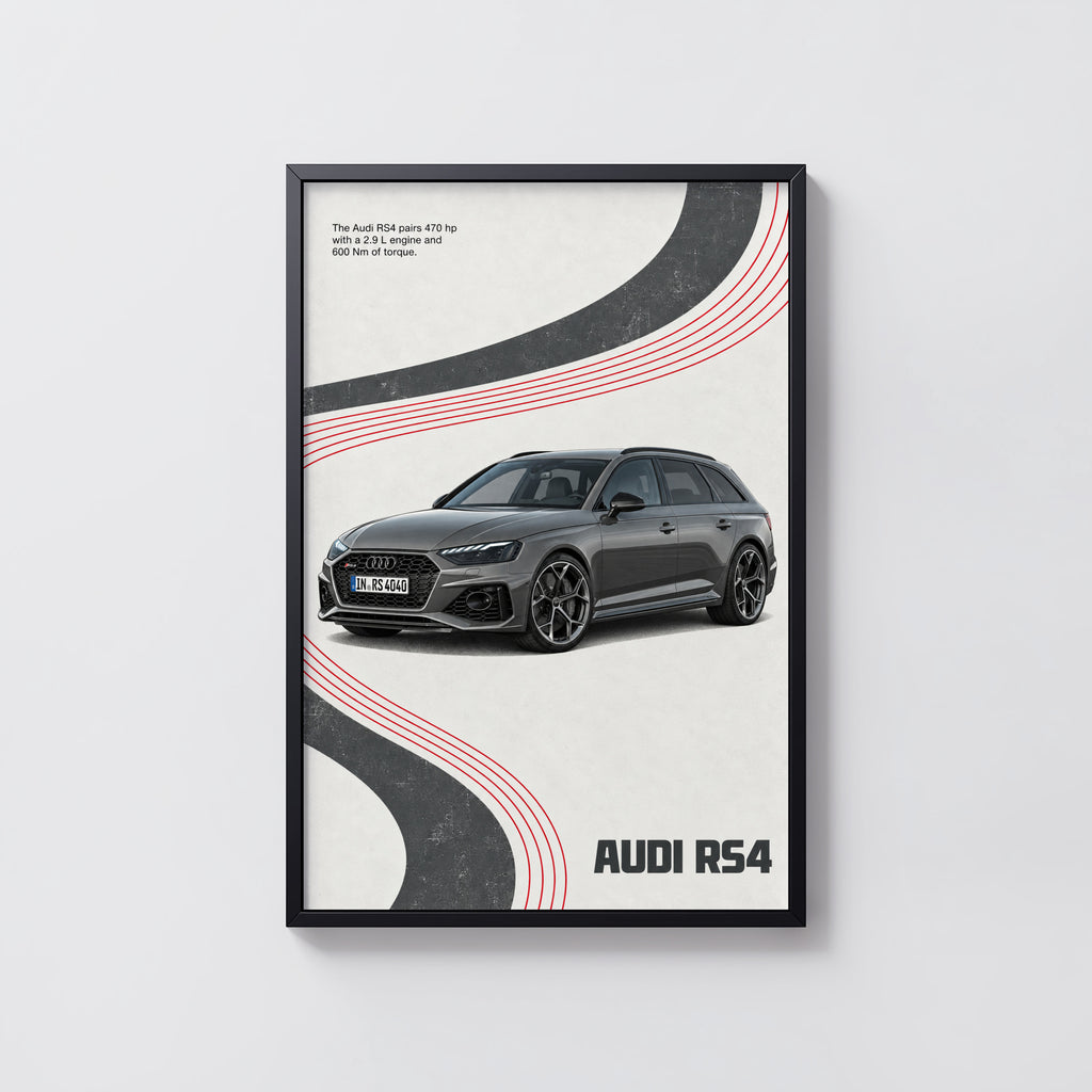 Vintage Audi RS4 Print, Estate Car Wall Art