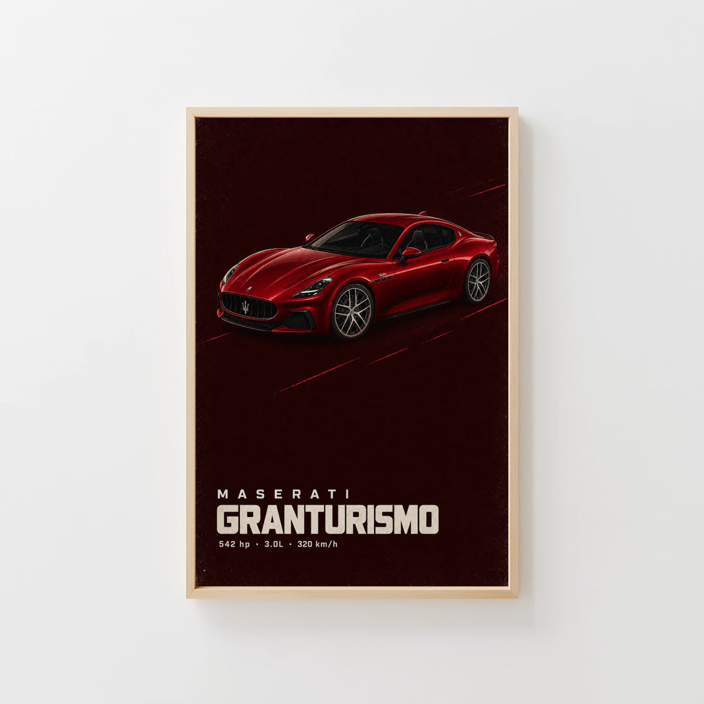 Vintage Maserati GranTurismo Print, Red Car Art