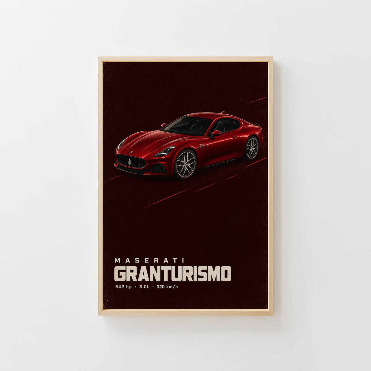 Vintage Maserati GranTurismo Print, Red Car Art