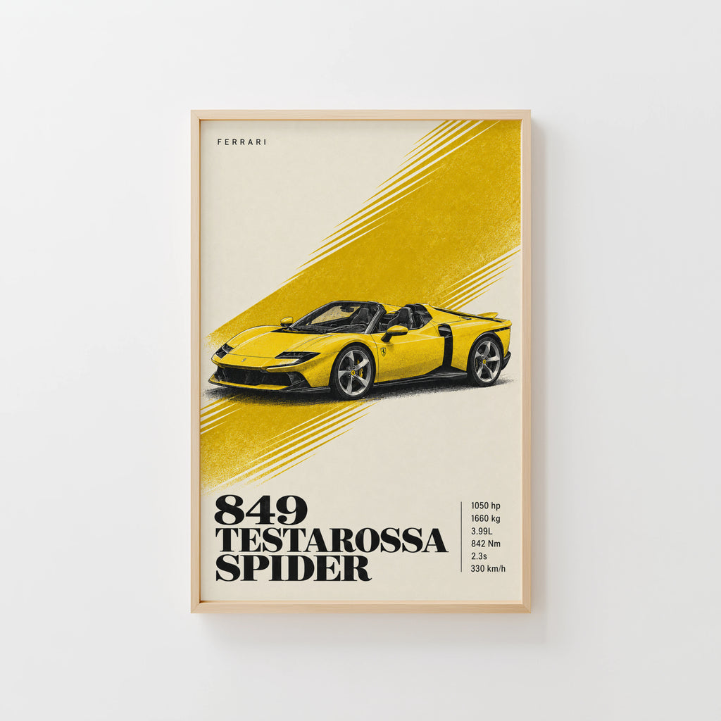 Vintage Ferrari Testarossa Spider Print, Car Wall Art