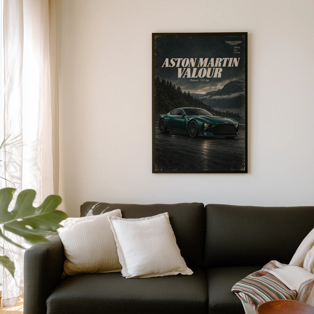Vintage Aston Martin Valour Print, Green Car