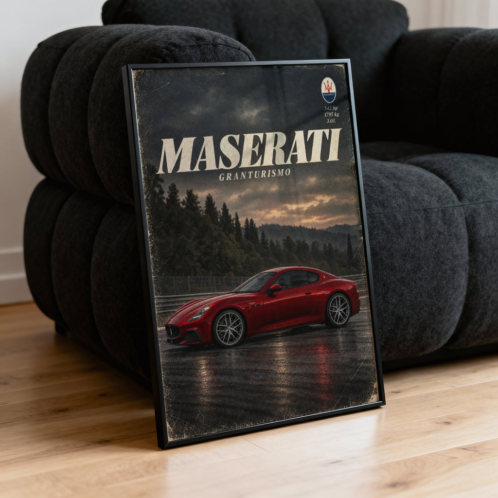 Vintage Maserati GranTurismo Print, Car Wall Art