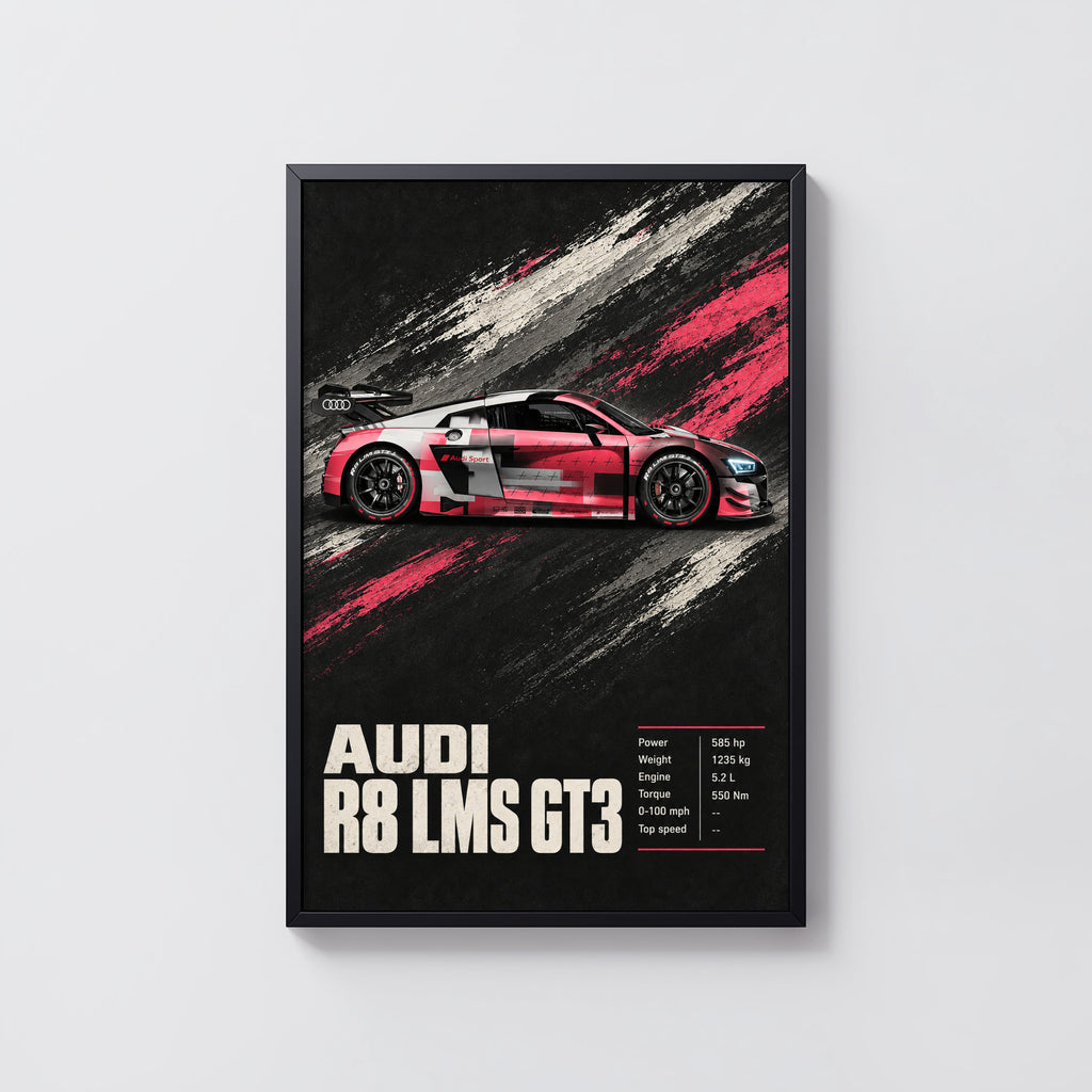 Vintage Audi R8 LMS GT3 Print, Race Car Poster