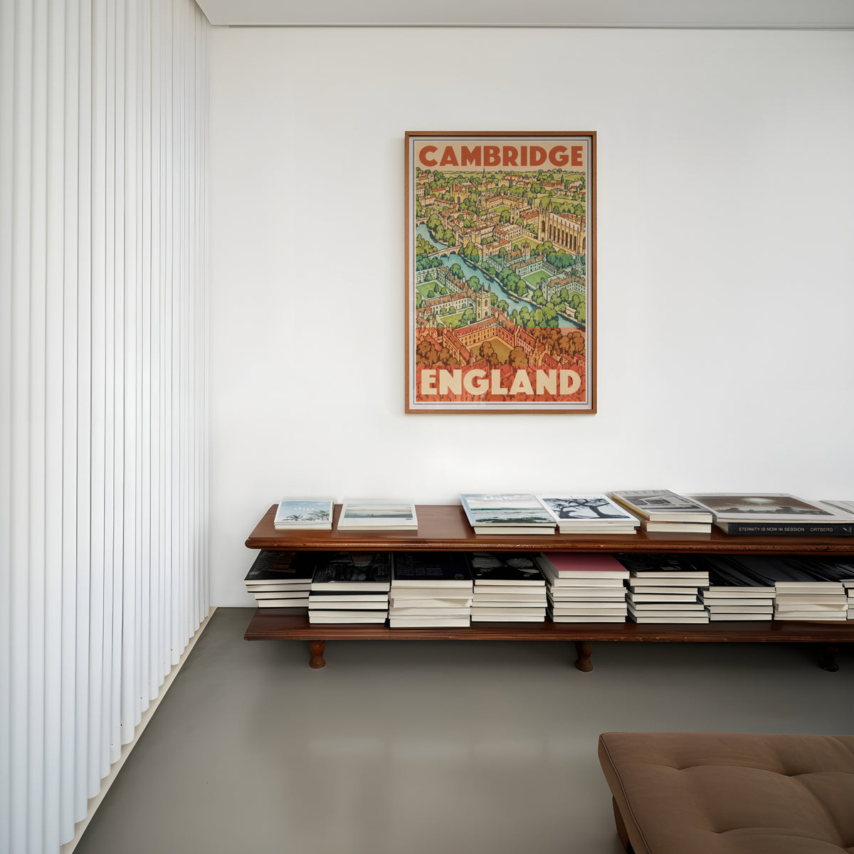Vintage Cambridge England Poster, Travel Wall Art Print