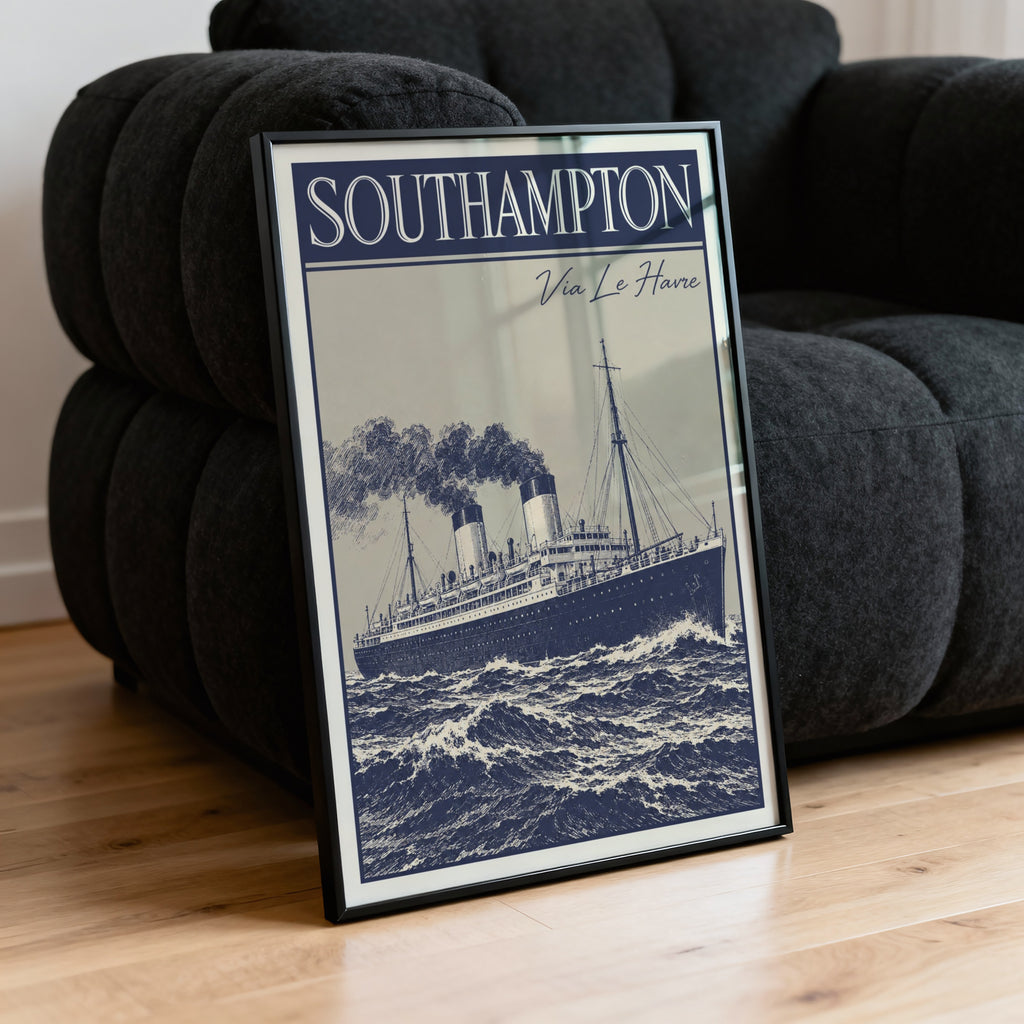 Vintage Southampton Ocean Liner Poster, Steamship Wall Art