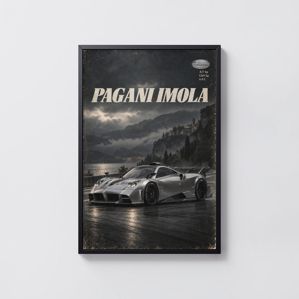 Vintage Pagani Imola Print, Hypercar Wall Art