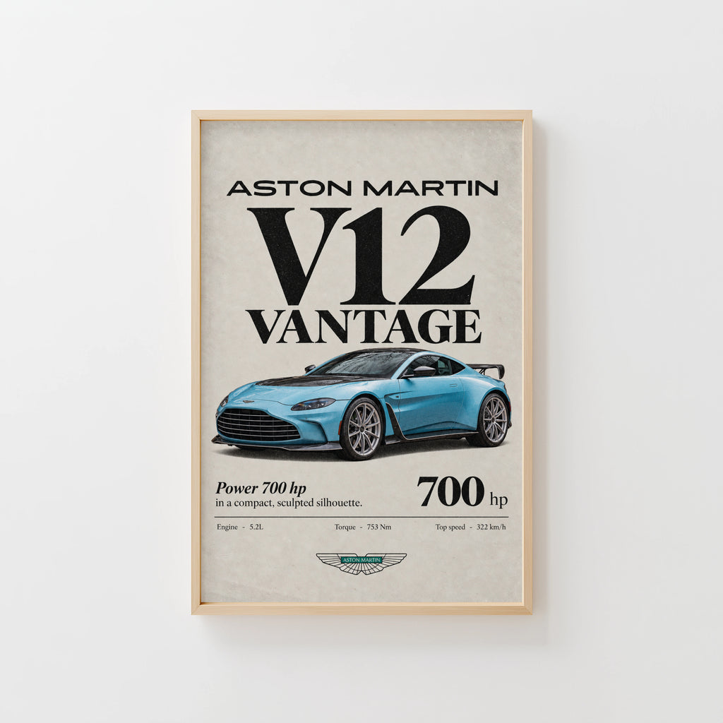 Vintage Aston Martin V12 Vantage Print, Car Art