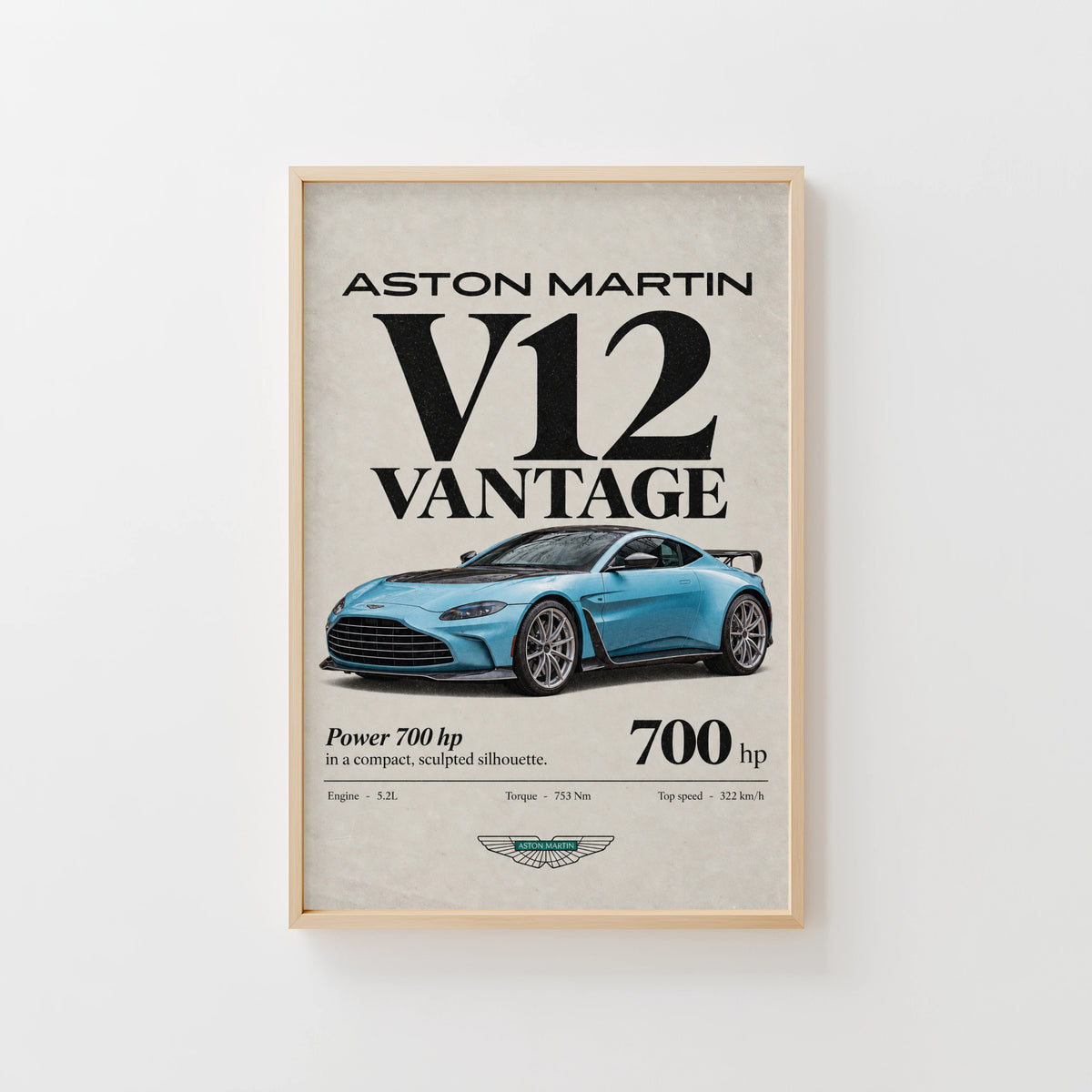 Vintage Aston Martin V12 Vantage Print, Car Art