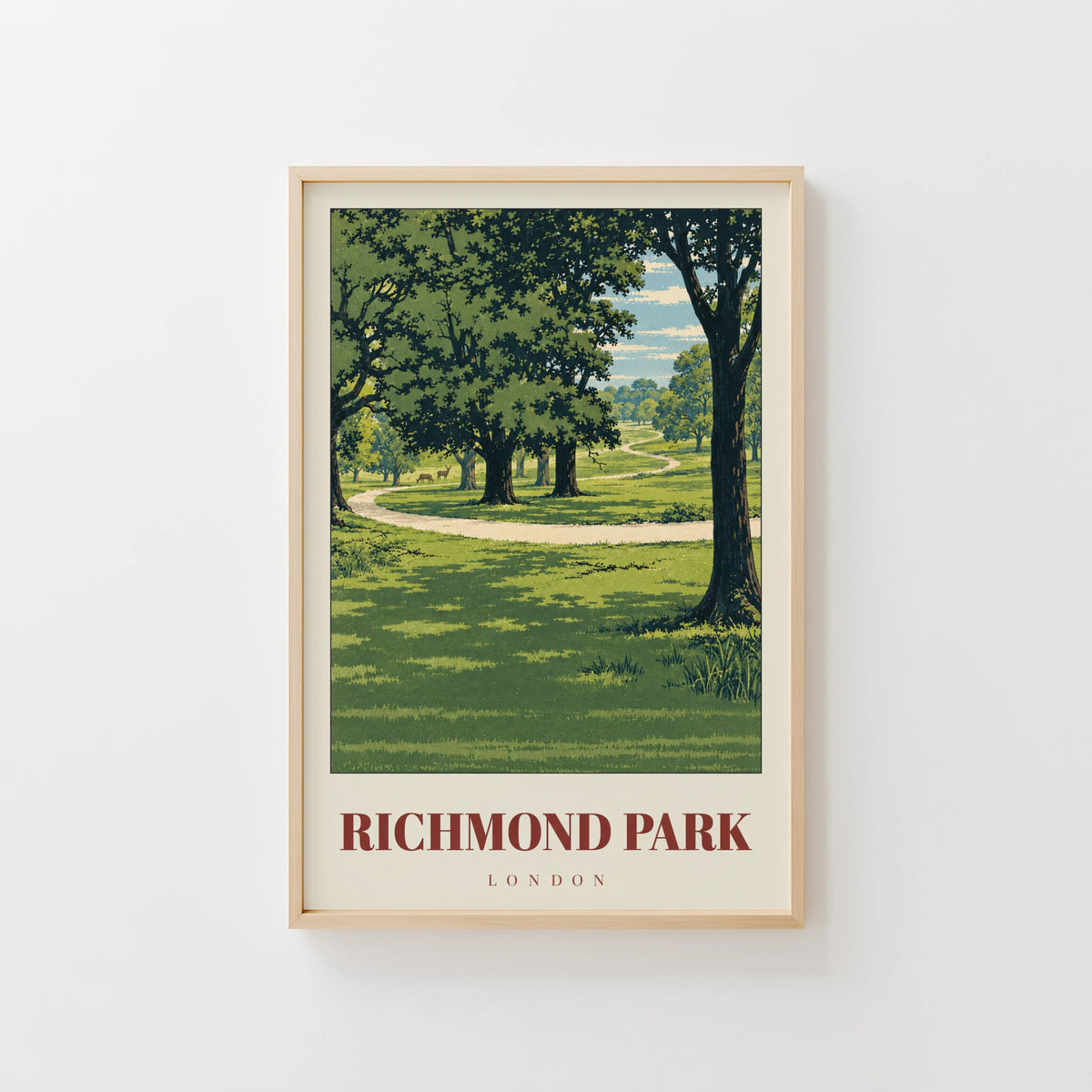 Vintage Richmond Park Poster, London Wall Art Print