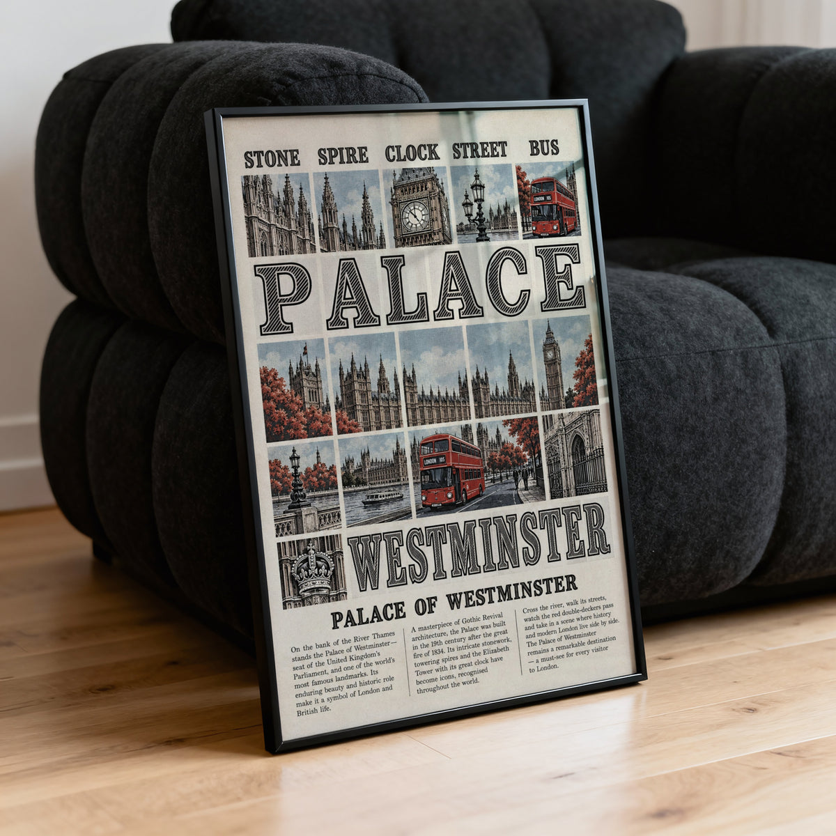 Vintage Palace of Westminster London Poster, Wall Art Print