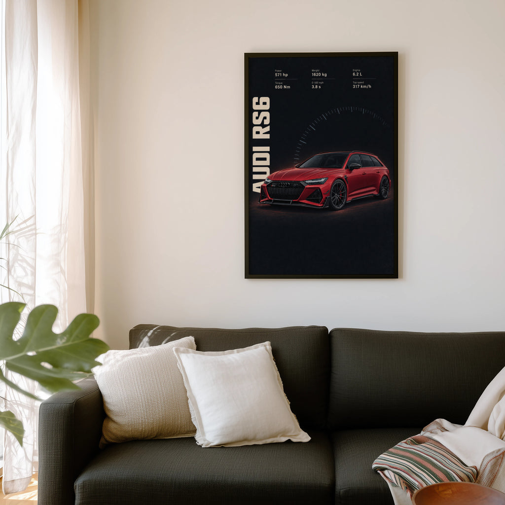 Vintage Audi RS6 Print, Car Wall Art