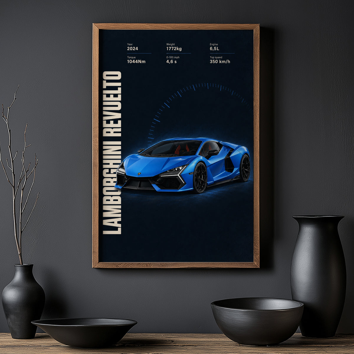 Vintage Lamborghini Revuelto Print, Supercar Wall Art