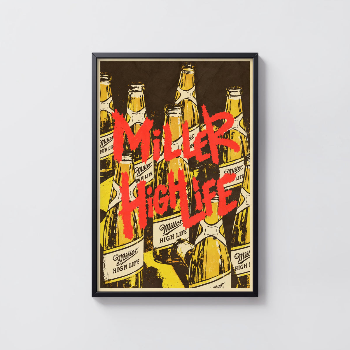 Vintage Miller High Life Beer Print Poster, Bar Wall Art