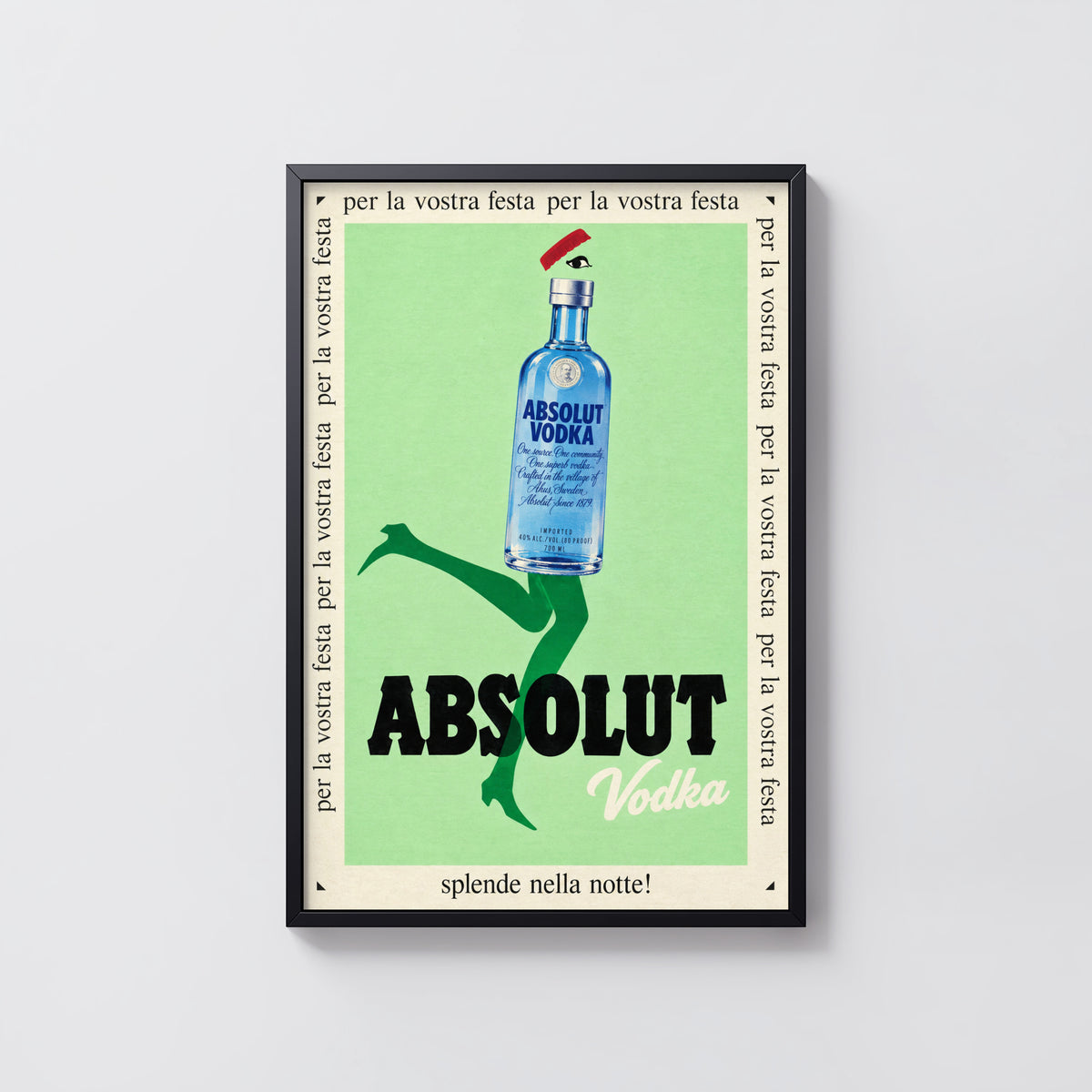 Vintage Absolut Vodka Print Poster, Retro Bar Wall Art