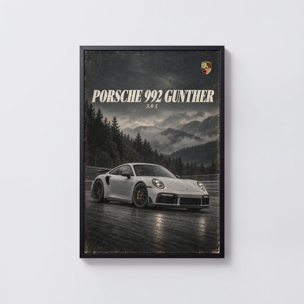 Vintage Porsche 992 Gunther Print, Car Wall Art