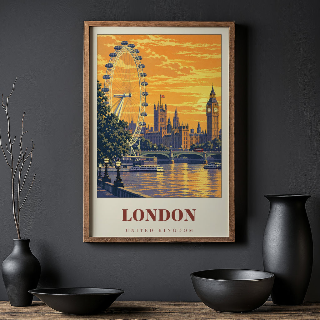 Vintage London Poster, Skyline Wall Art, Big Ben Print