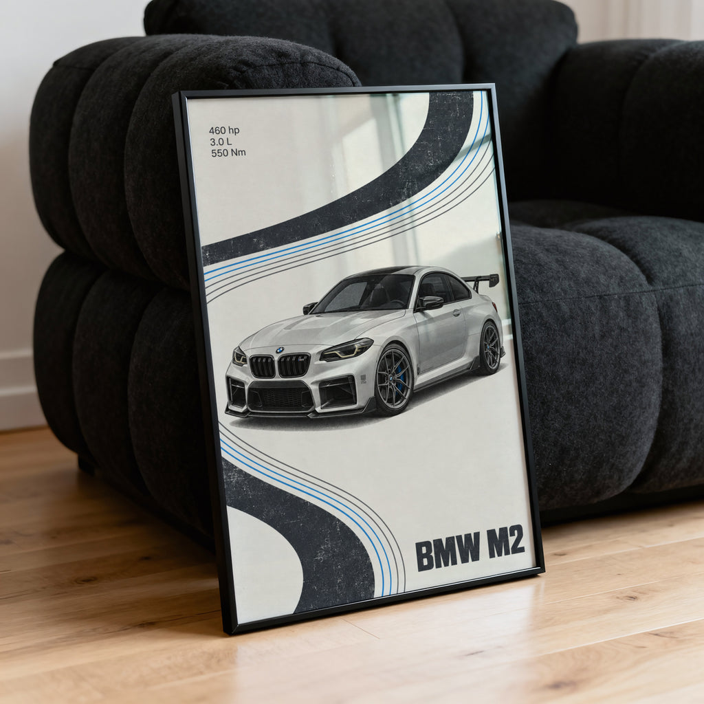 Vintage BMW M2 Print, Car Wall Art, Racing
