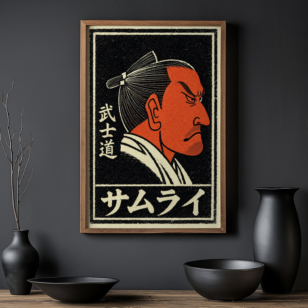 Vintage Japanese Samurai Print & Poster, Bushido Wall Art