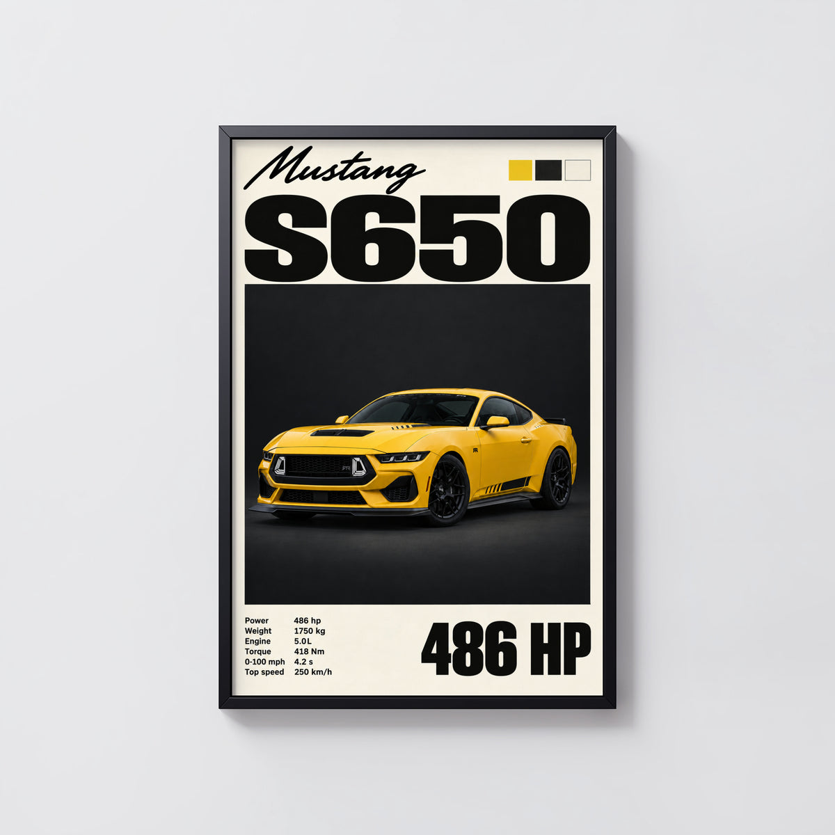 Vintage Mustang S650 Print, Car Wall Art