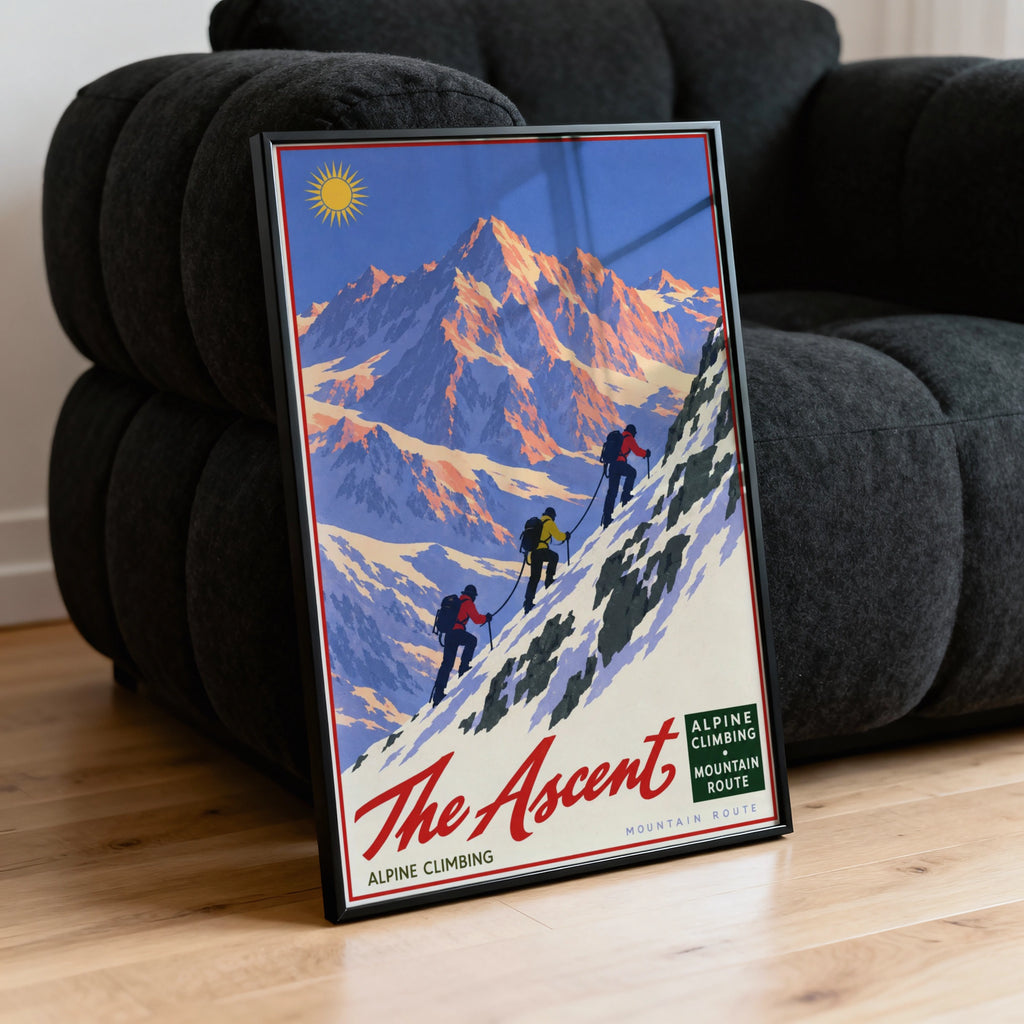 Vintage Alpine Climbing Mountain Route Print, Poster