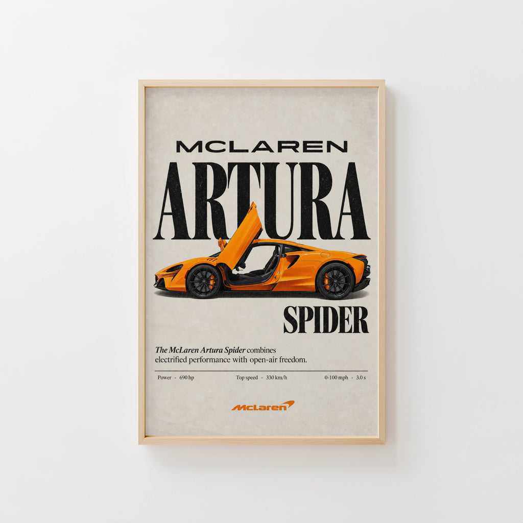 Vintage McLaren Artura Spider Print, Supercar Art
