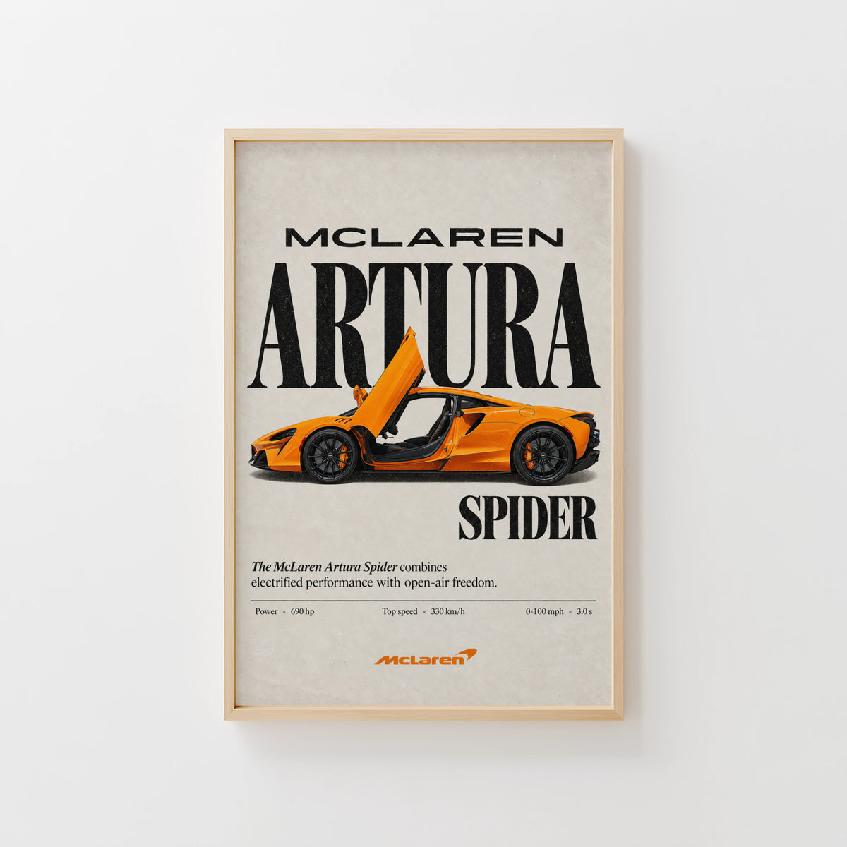 Vintage McLaren Artura Spider Print, Supercar Art