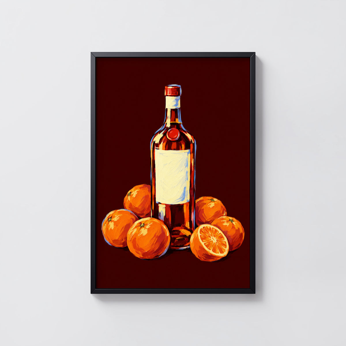 Vintage Orange Liqueur Bottle Print Poster Kitchen Art
