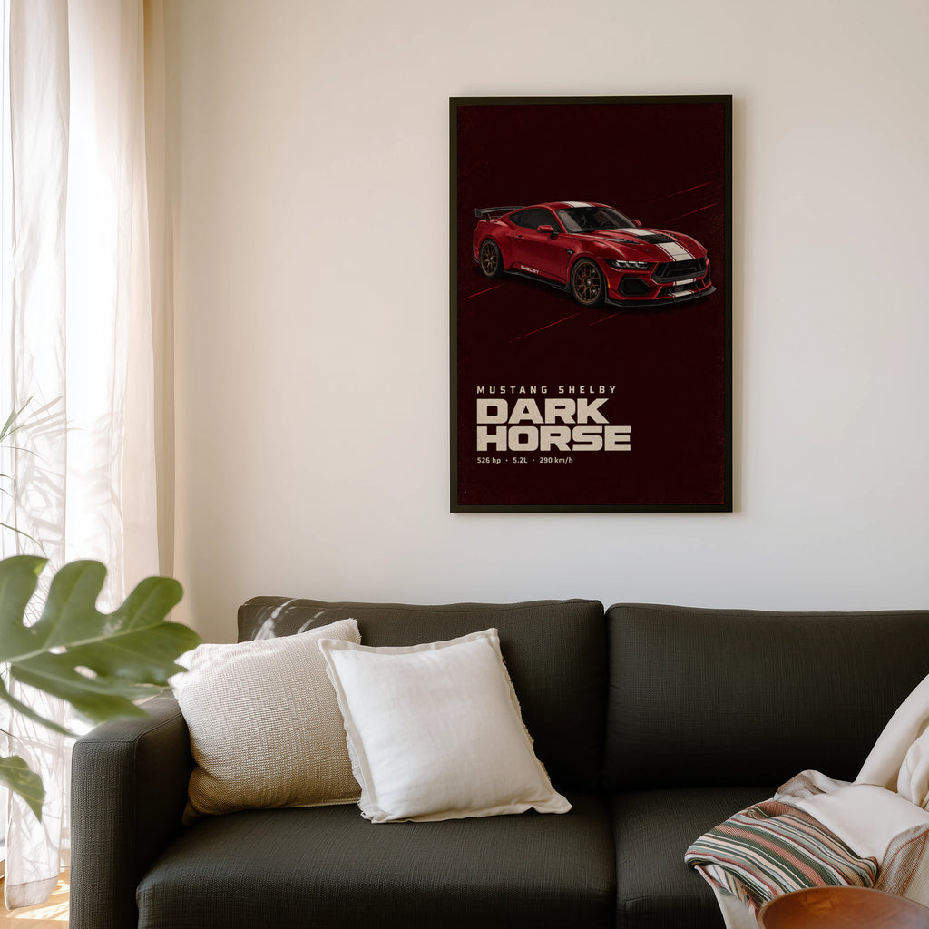 Vintage Mustang Shelby Dark Horse Print, Car Art