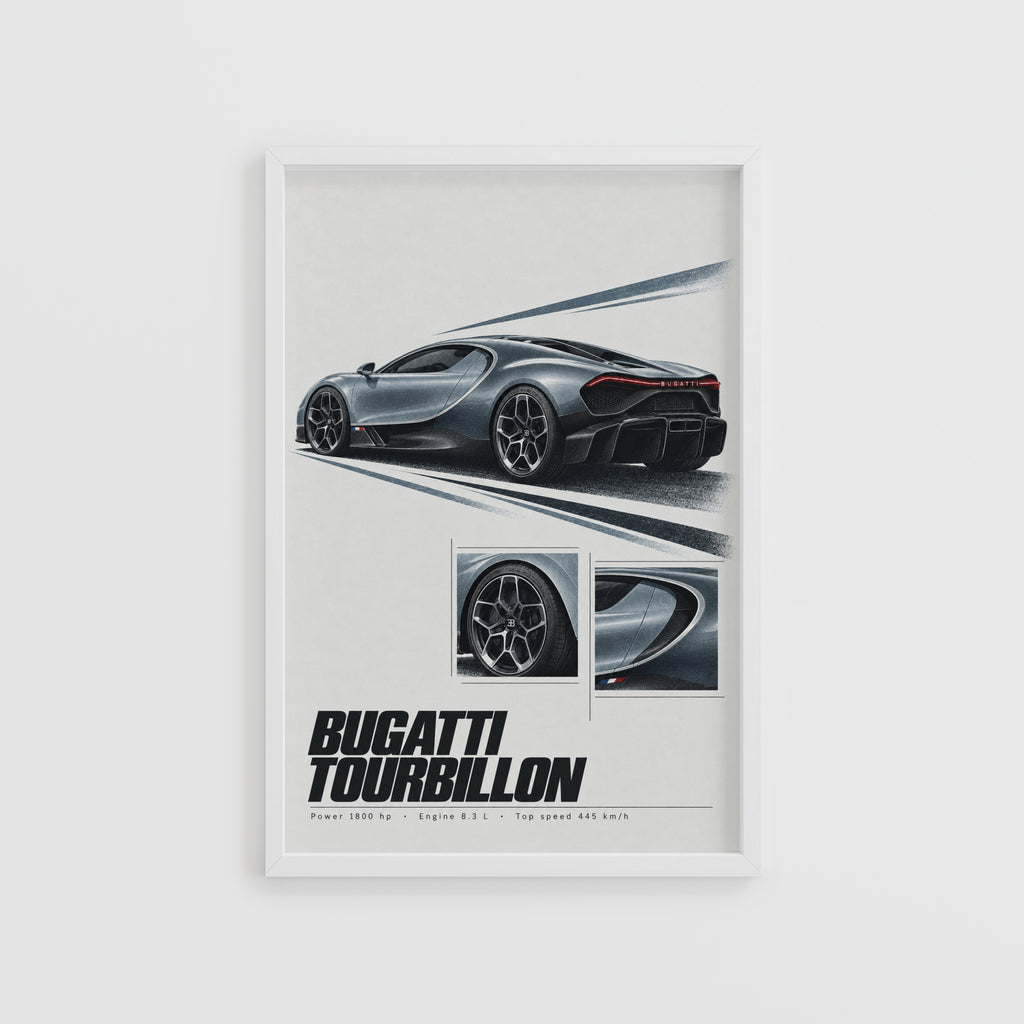Vintage Bugatti Tourbillon Hypercar Print Wall Art