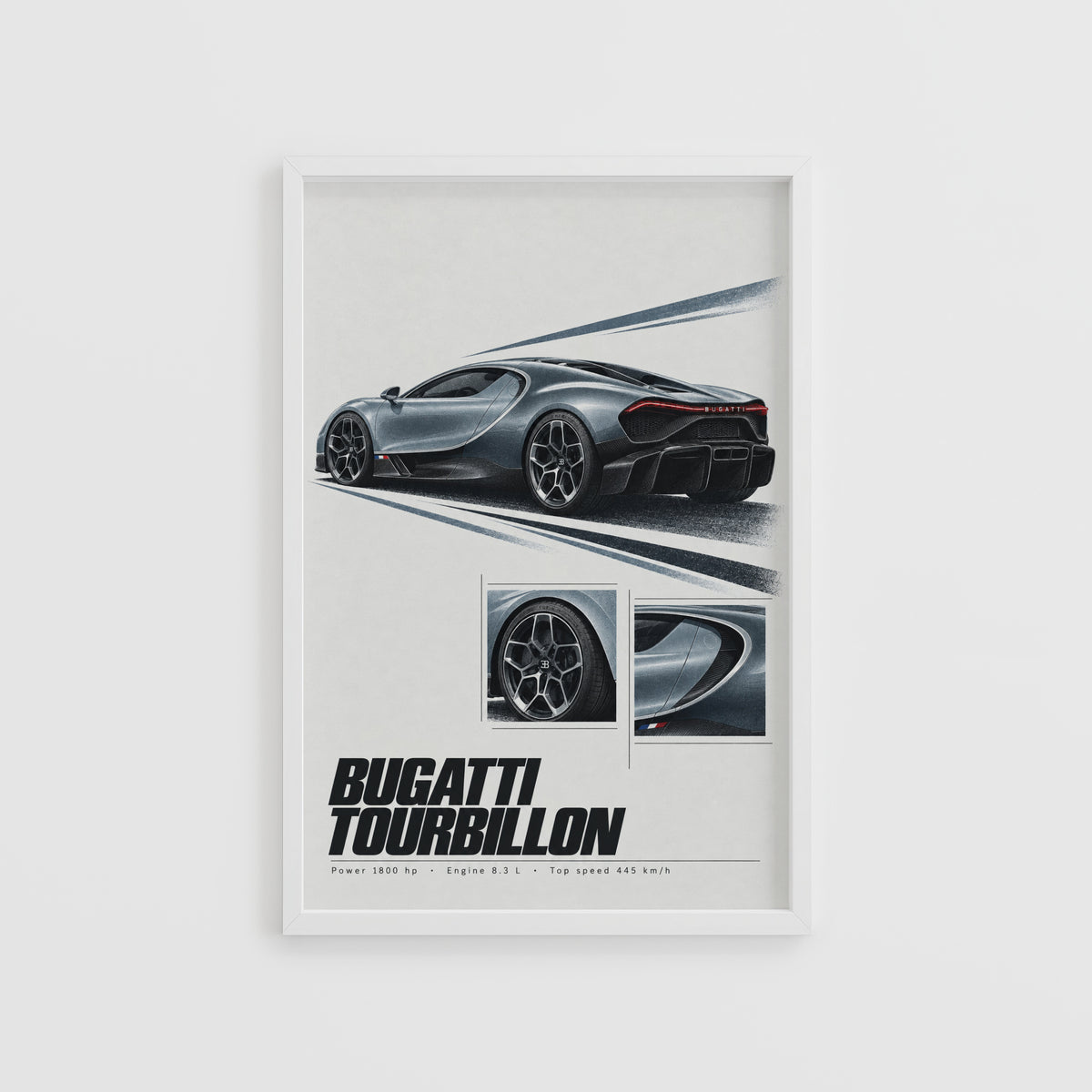 Vintage Bugatti Tourbillon Hypercar Print Wall Art