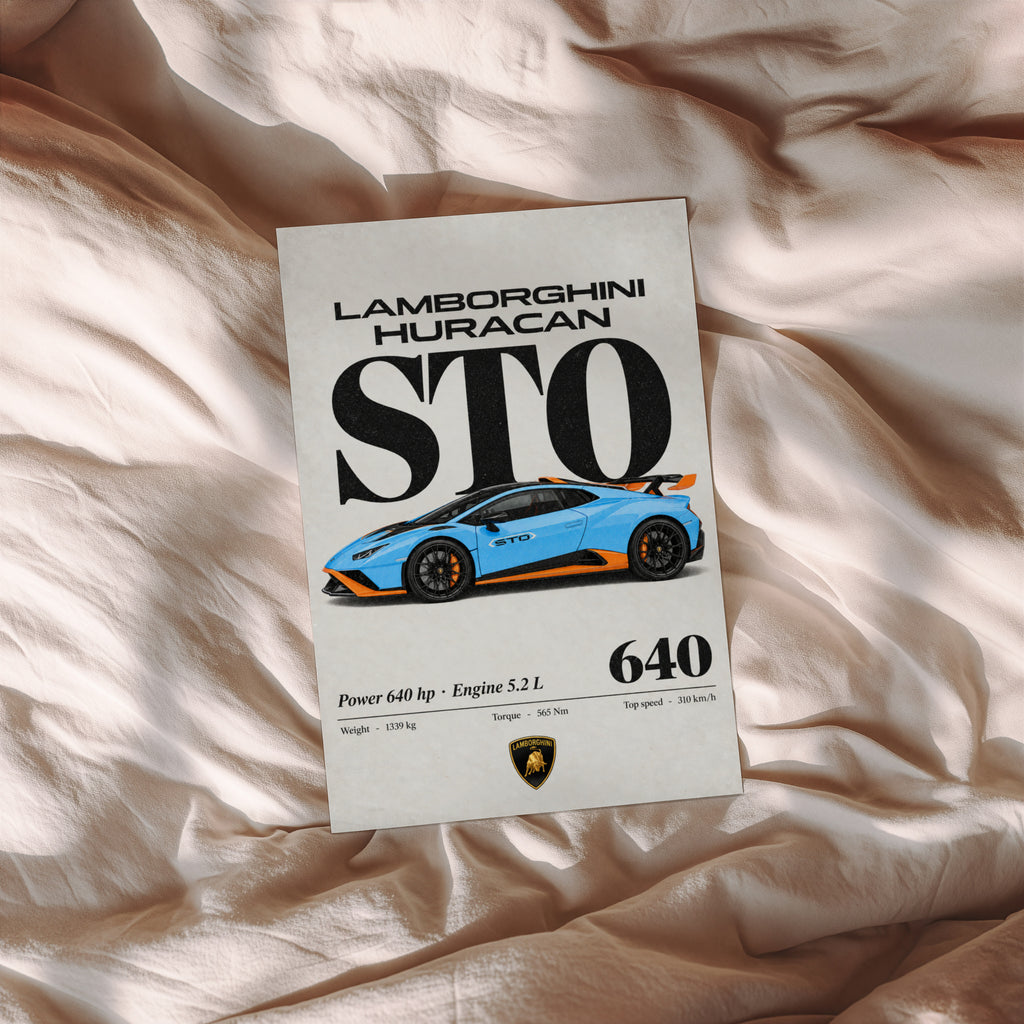 Vintage Lamborghini Huracan STO Print Wall Art