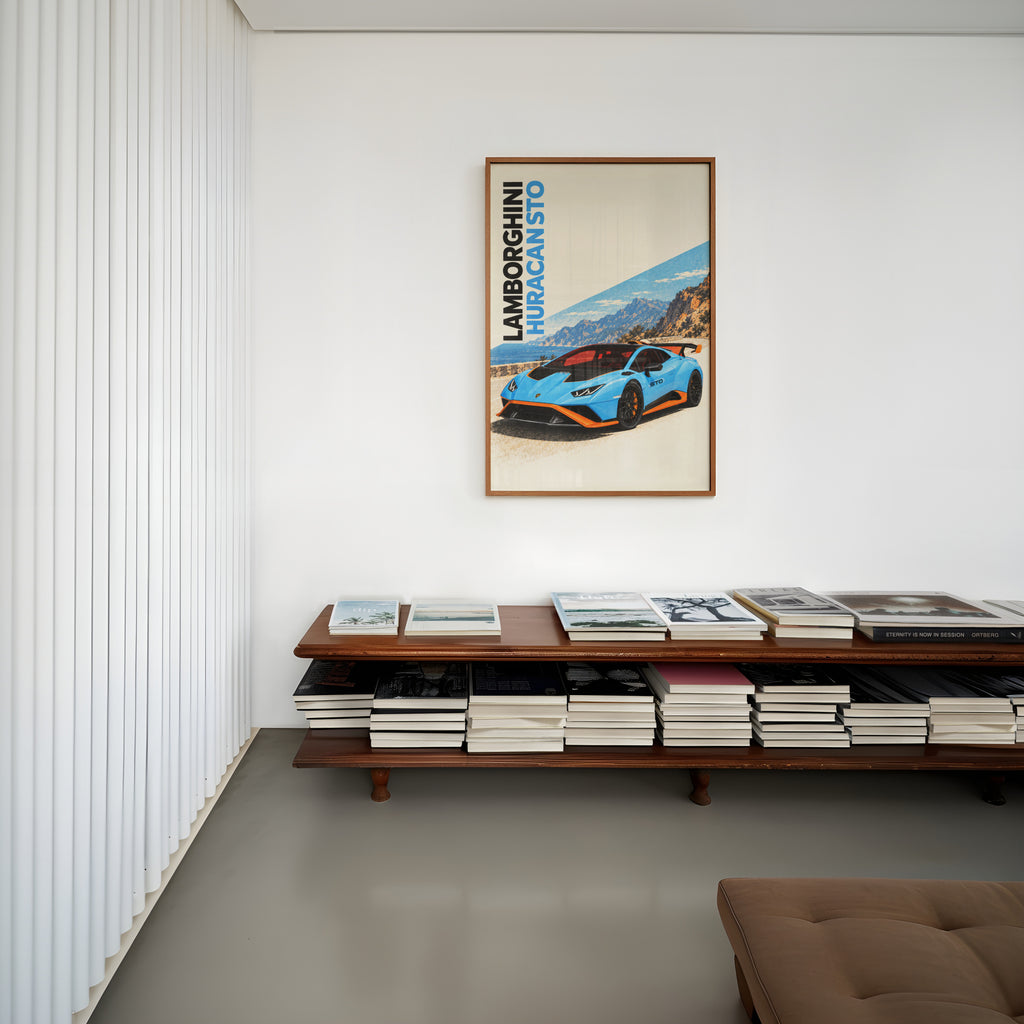 Vintage Lamborghini Huracan STO Print, Supercar Art