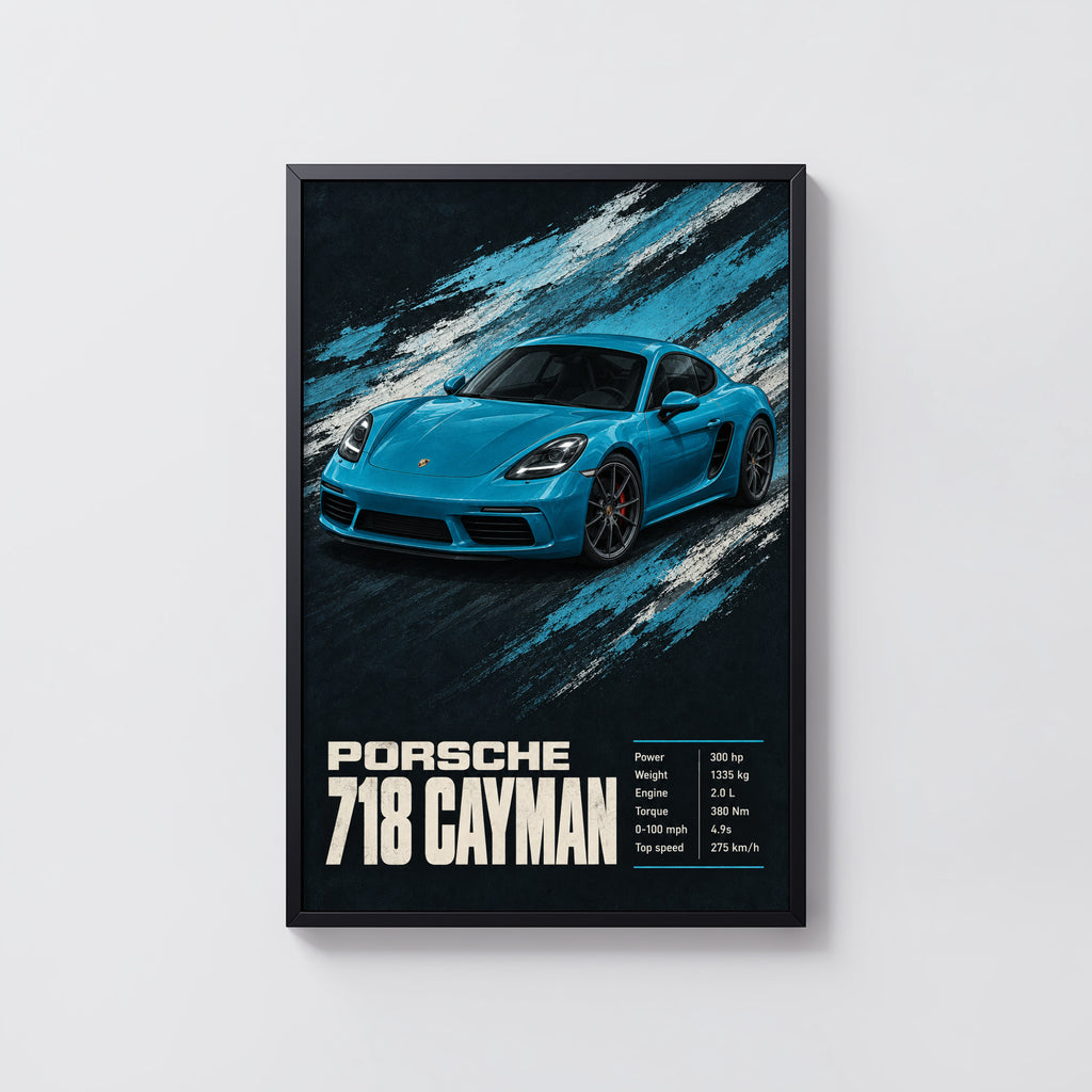 Vintage Porsche 718 Cayman Print, Car Wall Art