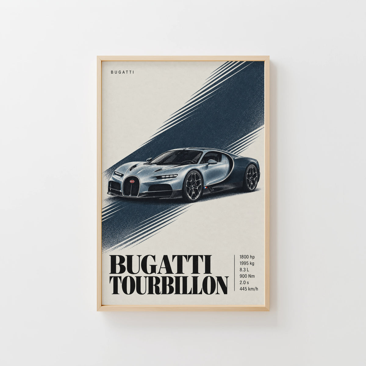 Vintage Bugatti Tourbillon Print, Supercar Wall Art