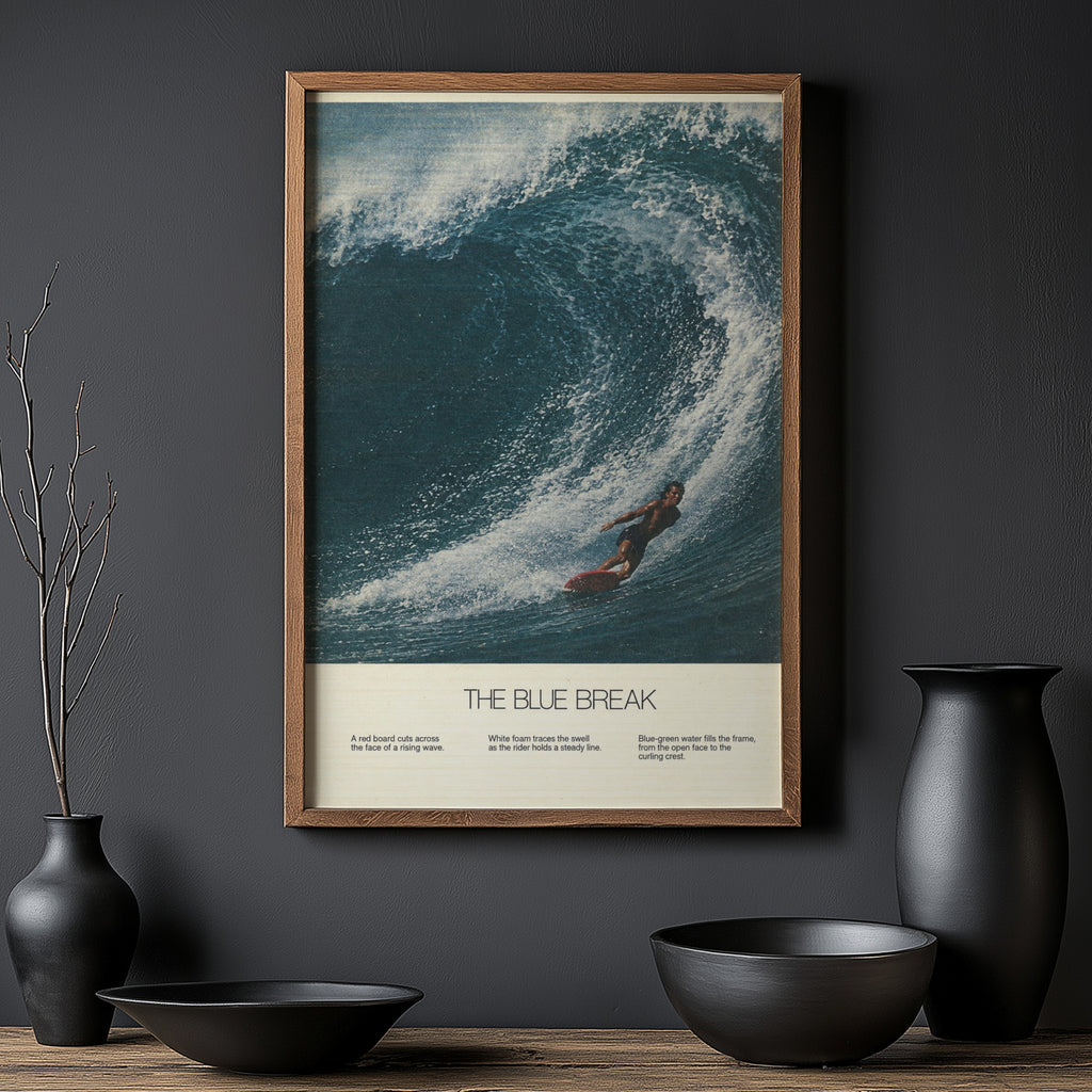 Vintage Surf Print, Surfing Poster, Big Wave Wall Art