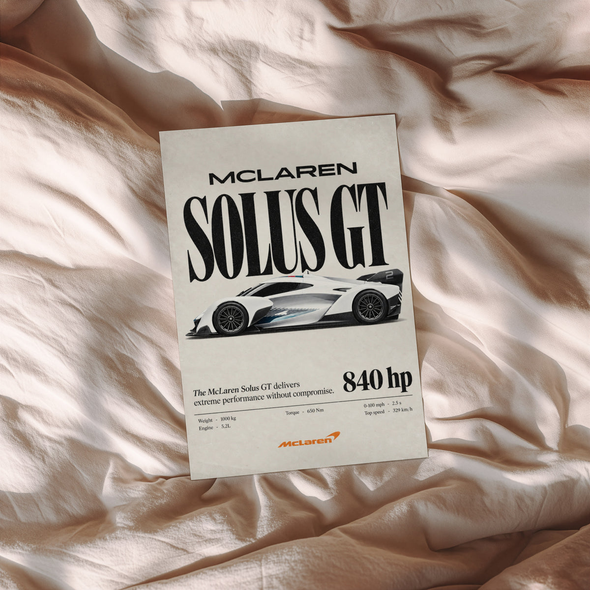 Vintage McLaren Solus GT Print, Supercar Wall Art