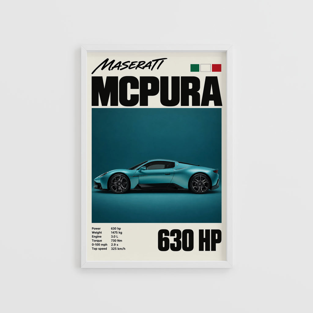 Vintage Maserati MCPura Print, Car Wall Art