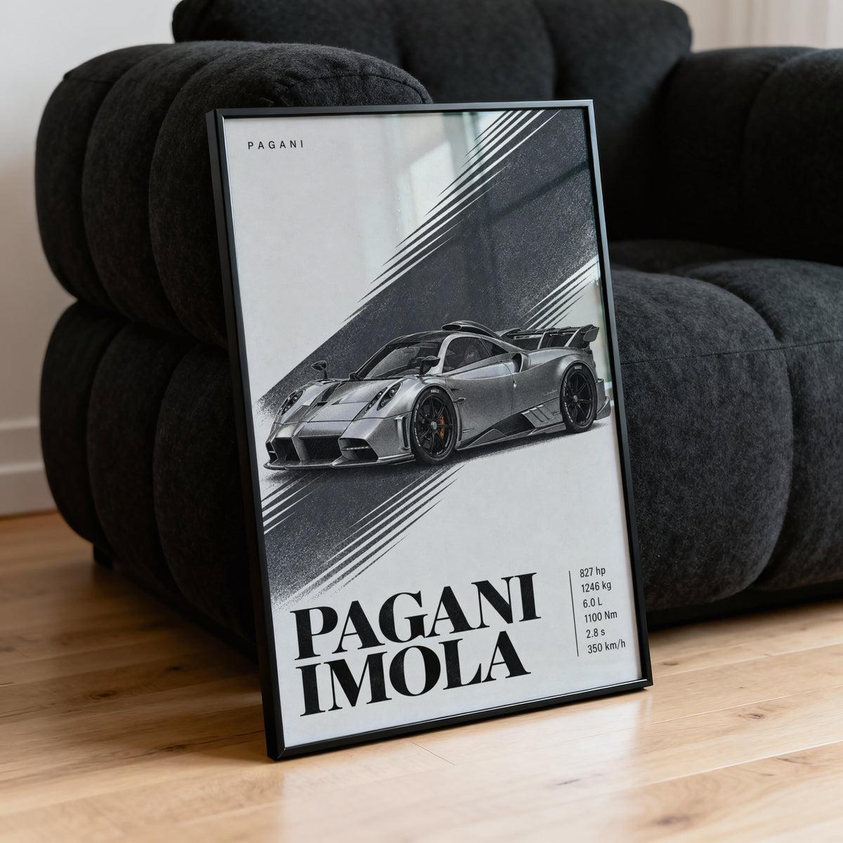 Vintage Pagani Imola Print, Supercar Wall Art