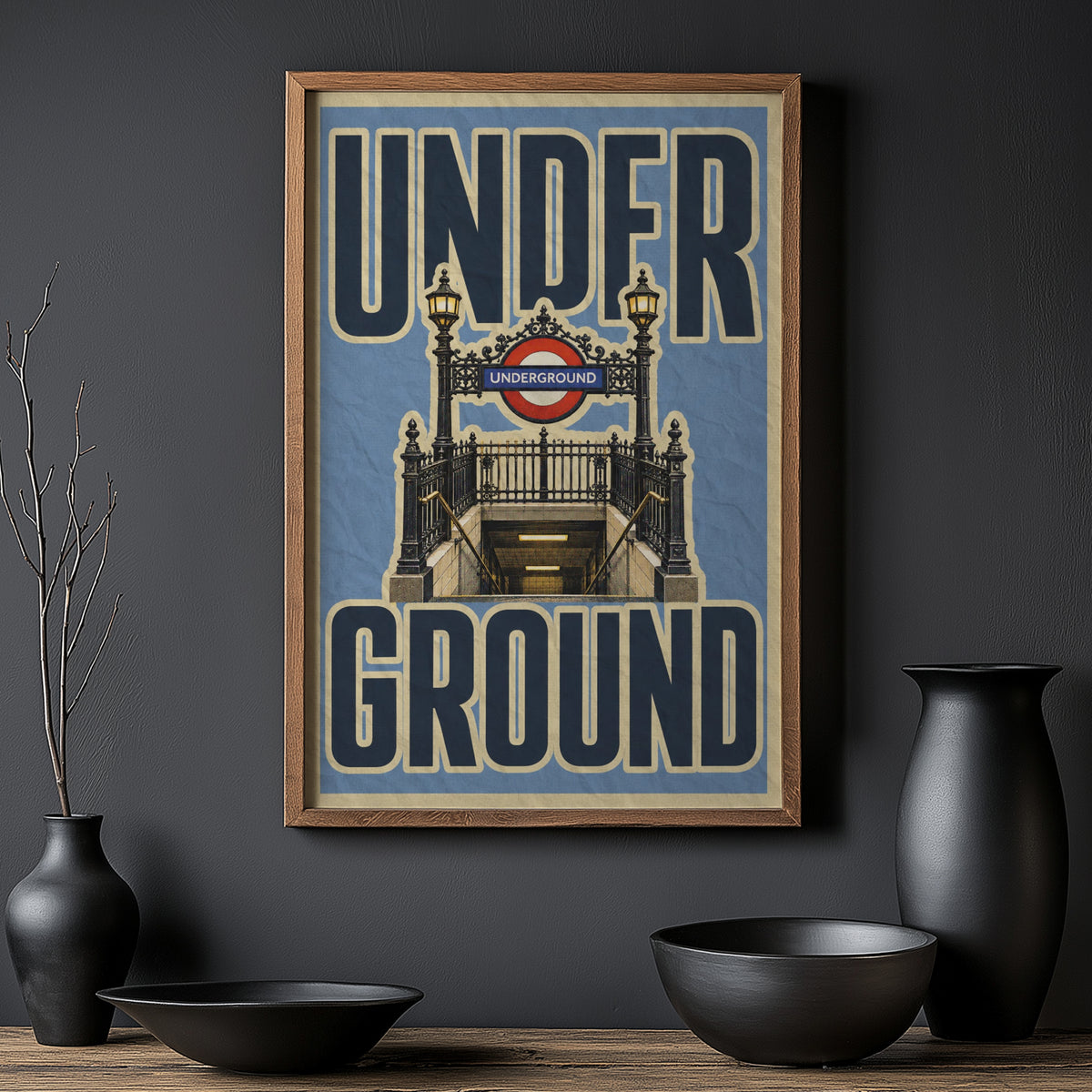 Vintage London Underground Poster, Tube Station Print