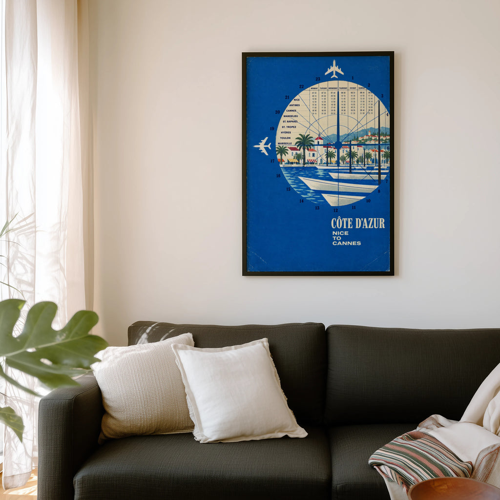 Vintage Cote d'Azur Poster, French Riviera Wall Art