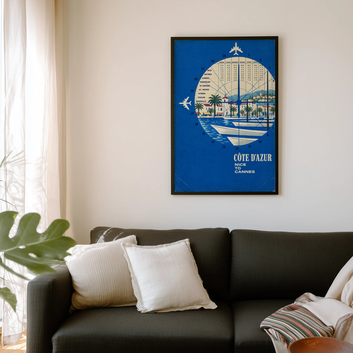 Vintage Cote d'Azur Poster, French Riviera Wall Art