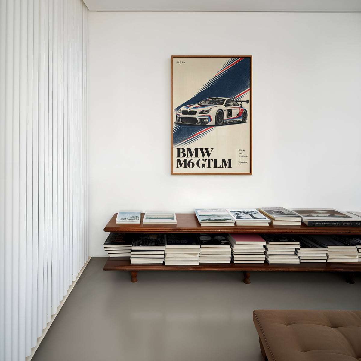 Vintage BMW M6 GTLM Race Car Print, Garage Art