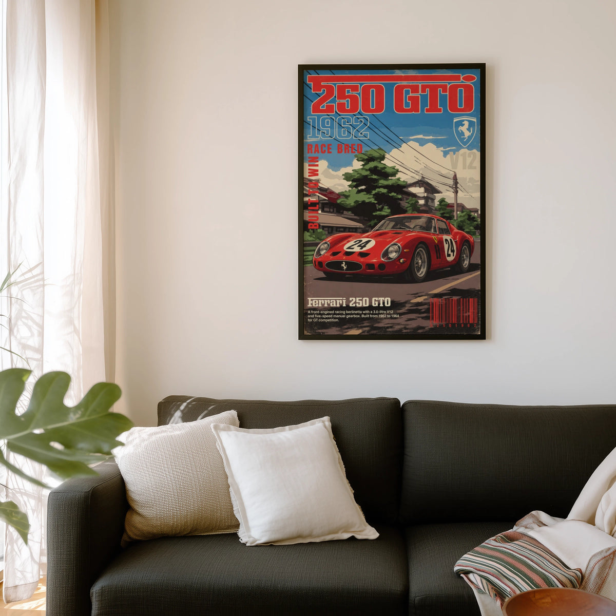 Vintage 1962 Ferrari 250 GTO Print, Classic Race Car Poster