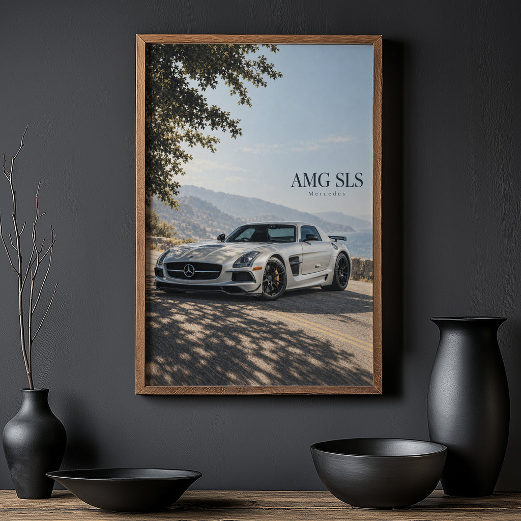 Vintage Mercedes AMG SLS Print, Car Wall Art