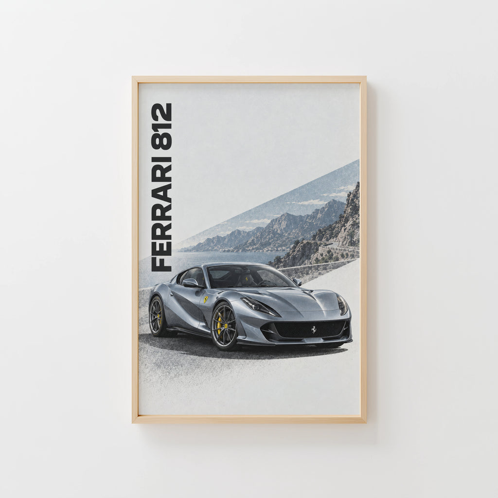 Vintage Ferrari 812 Print, Supercar Wall Art