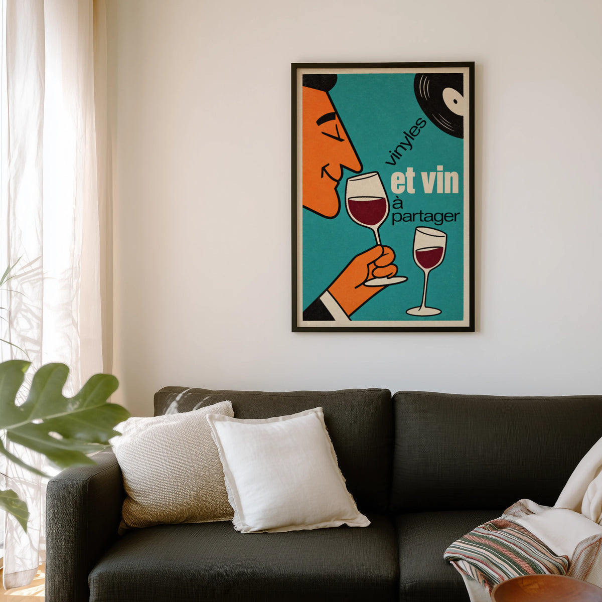 Vintage Red Wine Print Poster, Retro Vinyl Wall Art