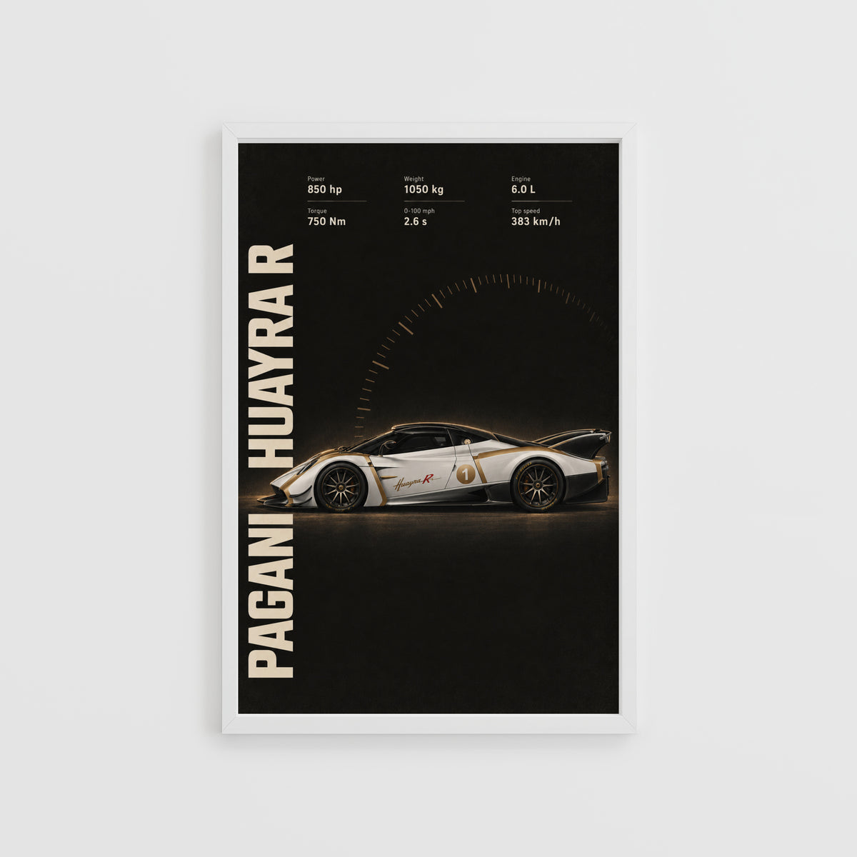 Vintage Pagani Huayra R Print, Supercar Wall Art