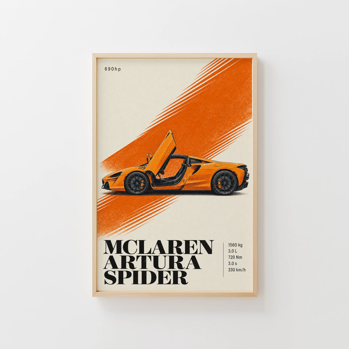 Vintage McLaren Artura Spider Print, Supercar Art